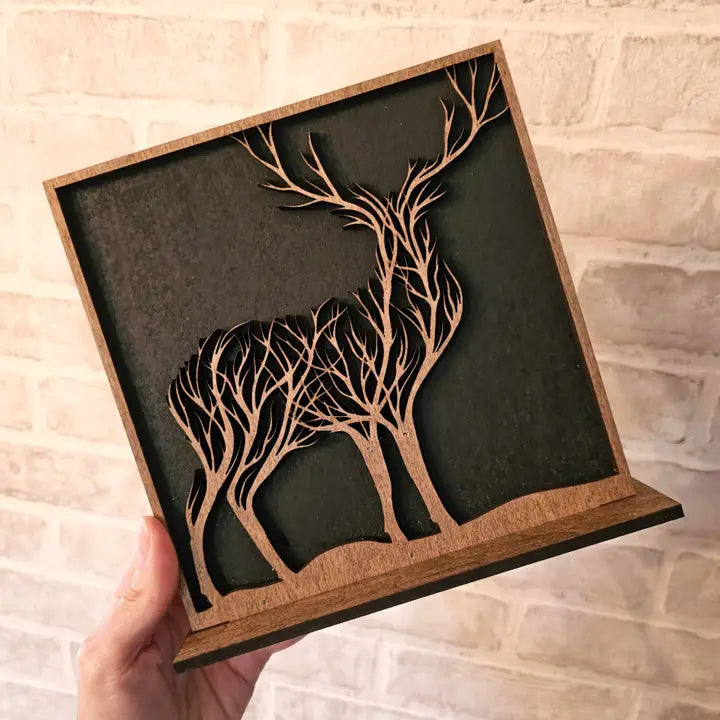 Black Holiday Decor Reindeer Deer Art Christmas Decor