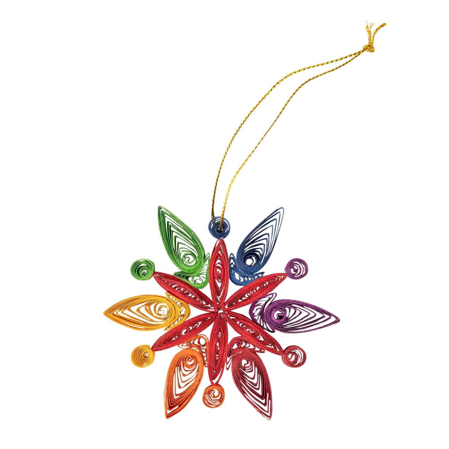 Rainbow Snowflake Quilled Ornament