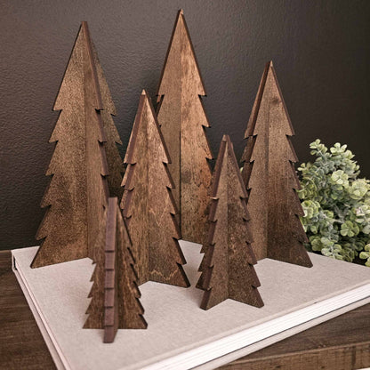 Wood 3D Stained Trees - 6"