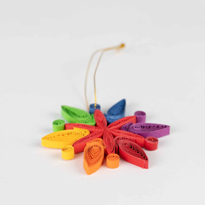 Rainbow Snowflake Quilled Ornament