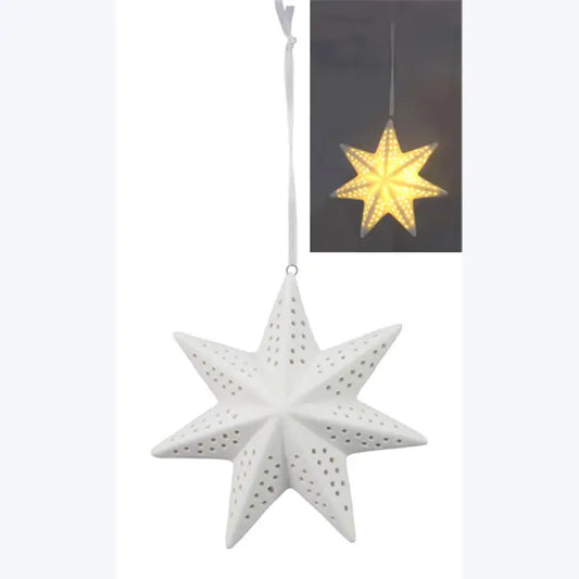 Ceramic Christmas Star Ornament with LED lights