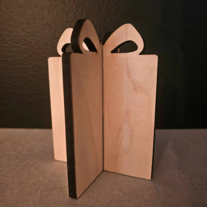 3D Gift Box Christmas Decor Table Filler: Natural/No Stain / 4" high