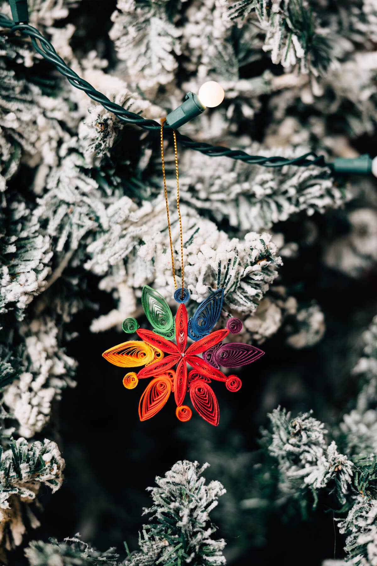 Rainbow Snowflake Quilled Ornament