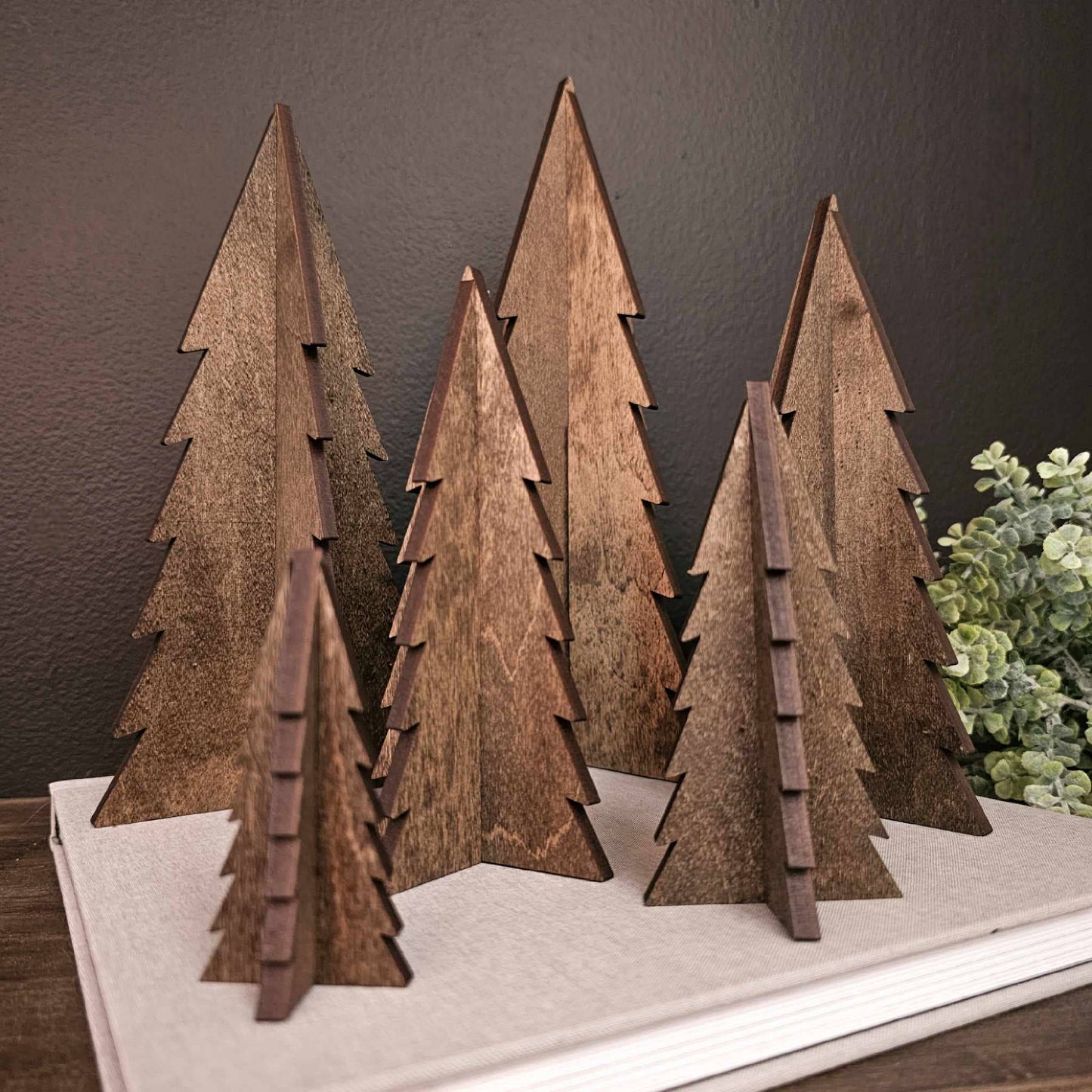 Wood 3D Stained Trees - 6"