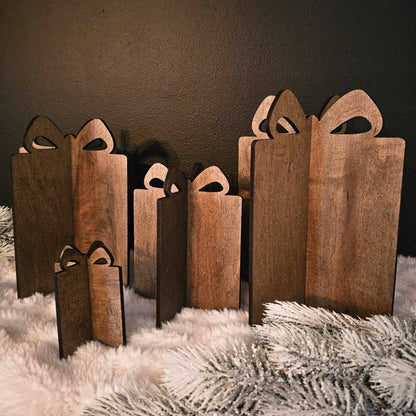 3D Gift Box Christmas Decor Table Filler: Natural/No Stain / 4" high