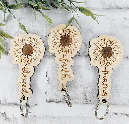 Sunflower Keychain: Blessed